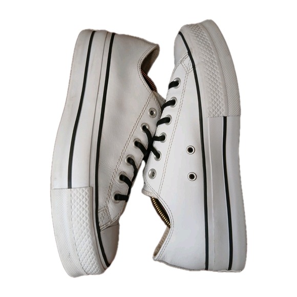 Converse Shoes - Converse Chuck Taylor All Star Clean White Leather Platform 561680C Sz 8.5 #1383